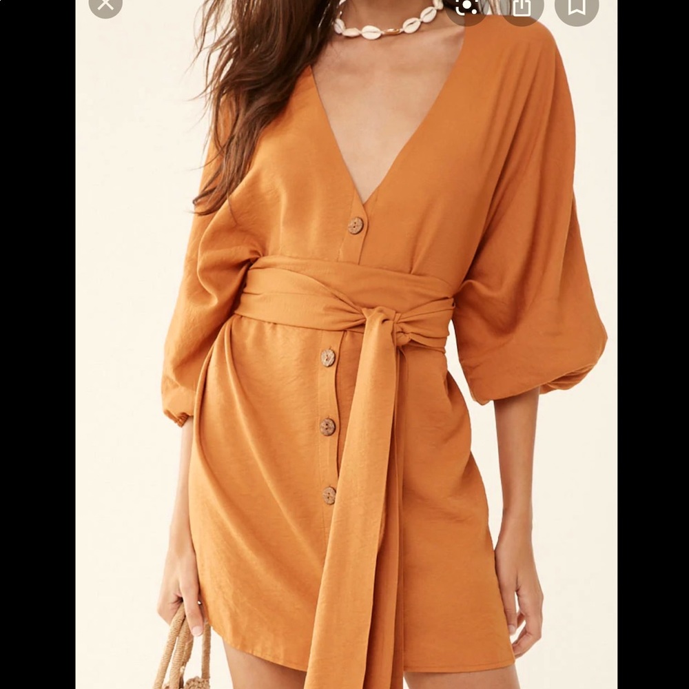 F21 Belted Button Front Mini Dress